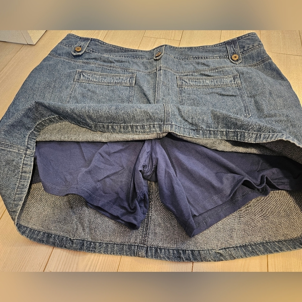 Women Stretch Denim 24" skirt skorty plus size pockets buttons - Pennigtons - Picture 4 of 5